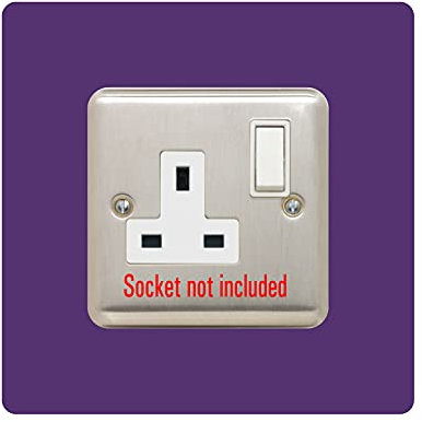 Single Socket Surround | Square | Acrylic Back Panel or Finger Plate | Light Switch Plug, Font Colour:Purple