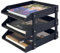 UnionBasic 3-Layer Document Paper Letter Tray, Faux Leather Desktop File Sorter Organizer Tray, Black