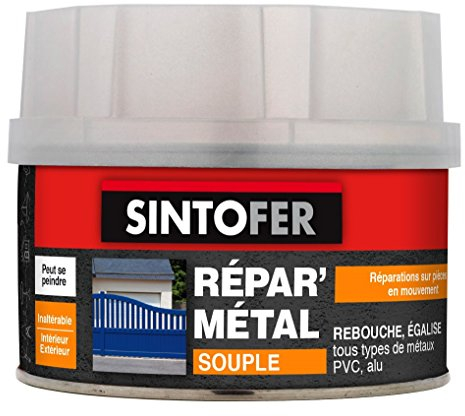 SINTOFER - Répare Métal - Mastic Souple - Pièces Soumises à Vibrations et Variations de Températures - Ultra Résistant - Adhère sur PVC - Ne Fissure Pas à la Flexion -Technique Professionnelle - 900g