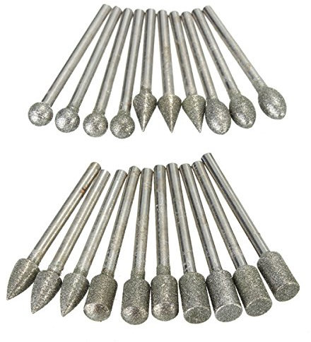 EsportsMJJ 20Pcs 3 mm Queue Diamant Meulage Mèches Mèches pour Outils Rotatifs Dremel