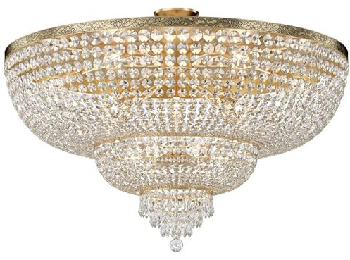 MAYTONI DECORATIVE LIGHTING Luxuriöser Kronleuchter Palace, Deckenleuchte, 18-flammig, echte Kristalle, Gold, E27x18 60W (exkl.), für Lobby, Hotel, Restaurants, Theater