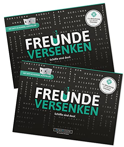 DENKRIESEN - Freunde VERSENKEN 'Schiffe sind doof' im Doppelpack - Schiffe versenken revolutioniert | Reisespiel | Wichtelgeschenk | Geburtstagsgeschenk | Spiel für 2 Personen