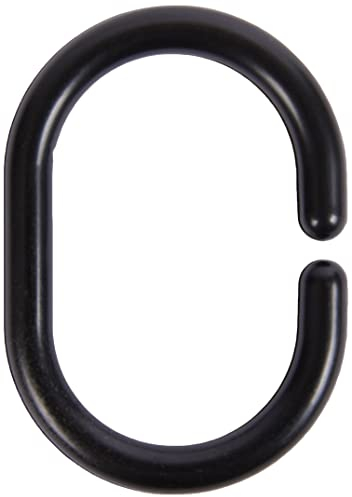 WENKO Duschvorhangringe Schwarz klein 12er Set - 13er Set, klein, Kunststoff, 3 x 4.5 cm, Schwarz
