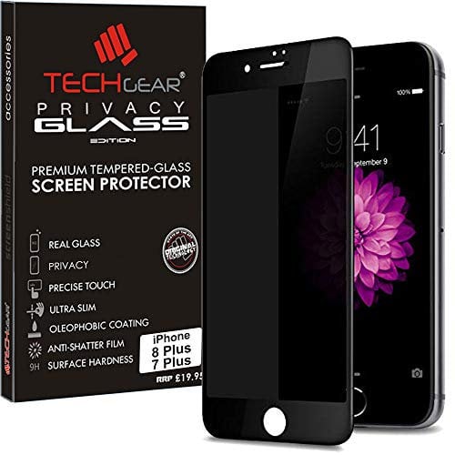 TECHGEAR Anti Spy Screen Protector for iPhone 8 Plus, iPhone 7 Plus - PRIVACY 3D GLASS Edition Genuine Tempered Glass Full Screen Protector Guard Cover Compatible with Apple iPhone 8 Plus / 7 Plus
