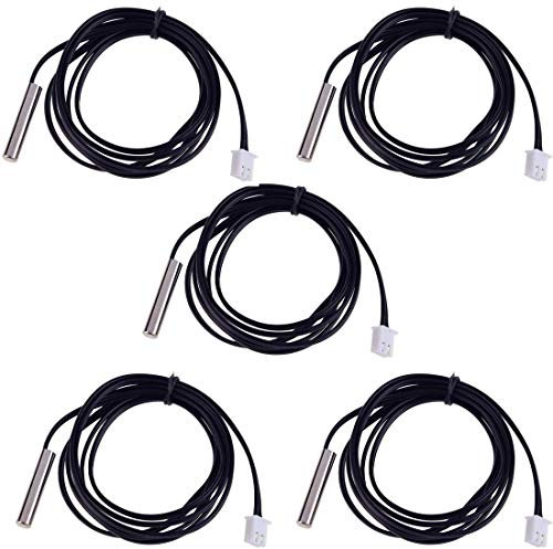 Hailege 5pcs NTC Temperatursensor 100K 1% NTC B3950 Wasserdichte Sonde Thermistor Genauigkeit Temperatursensor Präzisionstemperaturfühler 1M