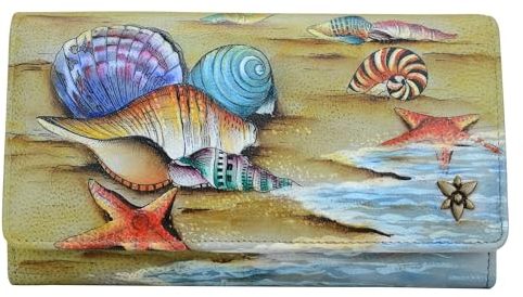 Anuschka RFID Akkordeon Leder-Börse mit Überschlag, handbemalt - Gift of The Sea