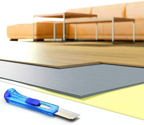 DQ-PP Trittschalldämmung | 25m2 | 5mm stark | XPS grau | 0,5x1,0m Platten | GRATIS Cuttermesser | Dämmung Unterlage für Laminat Boden Parkett Fußboden | Trittschalldaemmung Daemmung Unterlagen