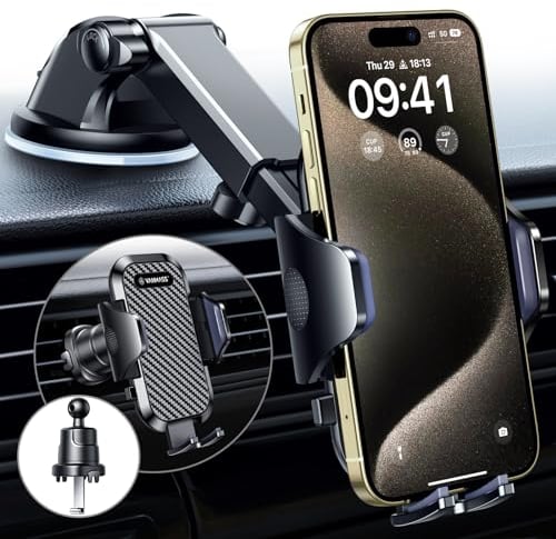 VANMASS 2025 BEST Car Phone Holder [Upgraded Suction&Clip] Rotatable Universal Mobile Phone Mount Dashboard Windscreen Vent Cradle Van Vehicle Accessories for iPhone 17 Pro Max 16 15 14 13 Samsung GPS