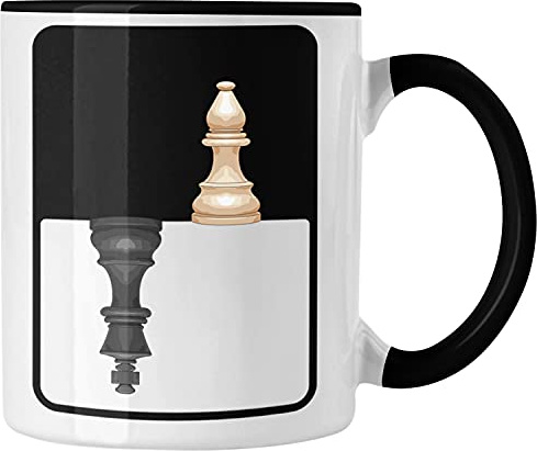 Trendation - Schach Geschenk Schachspieler Geschenkidee Tasse Schachfiguren Grafik (Schwarz)