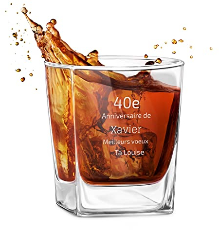 Maverton 250ml Verre a whisky personnalisé pour lui - Cadeau anniversaire homme - Verre classique pour les connaisseurs de whisky - Un cadeau personnalisé pour homme - Cadeau Noel - Anniversaire