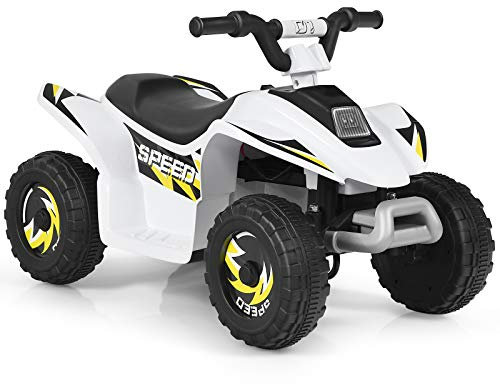 DREAMADE Quad Voiture Électrique pour Enfants, Mini Voiture Buggy Rechargeable avec Batterie 6V, Bouton Avant/Arrière, Poignée et Siège Ergonomiques, pour Enfant de Plus de 3 Ans (Blanc)