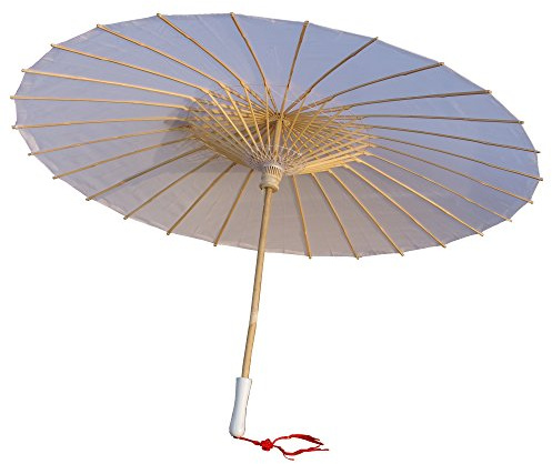 AEAOA Plain Bamboo Parasol Umbrella, White, 33 Inch Diameter