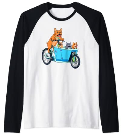 Süße Comic Hunde auf Cargo Fahrrad Raglan