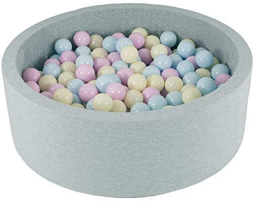 Velinda Bällebad Ballpool Kugelbad Bällchenbad Bällchenpool Kinder Pool mit 300 Bällen (Farbe der Bälle: pink, blau, gelb (Pastell))