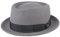LIERYS Crushable Pork Pie Hut Herren/Damen - Hut aus 100% Wollfilz - Wasserabweisender Filzhut - Mit Garniturband - Made in Italy - Herbst/Winter grau 58 cm