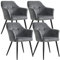 SONGMICS Esszimmerstühle, 4er Set, Sessel, Loungesessel, mit Armlehne, hohe Rückenlehne, Metallbeine, Bezug aus Samt, bis 110 kg belastbar, für Esszimmer, Küche, Wohnzimmer, grau LDC071G01-4
