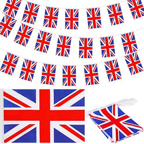 Tatuo 39Ft Guirlande de Drapeau UK Guirlande de Drapeau Britannique Guirlande de Drapeau Anglais Guirlande de Drapeau Union Jack Bannières de Drapeaux Anglais Banderoles de Drapeau Anglais