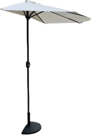 eacommerce Mezzo Ombrellone a Parete da giardino Mezzaluna 270 cm in Alluminio con Base INCLUSA