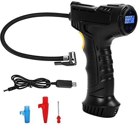 Cordless Tire Inflator Air Compressor,TekkPerry Portable Handheld Air Pump with Digital Pressure Gauge,12V Rechargeable Battery Powered Car Tire Inflator,for Cars,Motorcycles,Bicycles,Balloons,etc