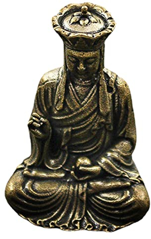 Reheyre Buddha Statue Figur Klassisch Künstlerisch Gießen Stall Kleine Buddha Skulptur Bücherregal Dekoration Paar für Zuhause Terrasse Rasen Hof Dekorationen Antik Bronze
