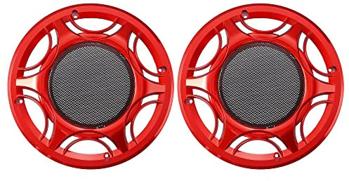 X AUTOHAUX Lot de 2 grilles de protection en métal pour haut-parleur audio de 22 cm, rouge