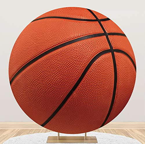 SDOTPMT Durchmesser 2.3m Braun Basketball Foto Runden Hintergrund Abdeckung Physisch Übung für Kinder Geburtstagsparty Kreis Fotografie Hintergrund Neugeborenes Party Sport Thema Kulisse