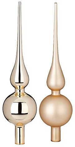 Christbaumspitze Glas 28cm x 1 Stück Matt oder Glanz Sortiert Gold Brokatgold