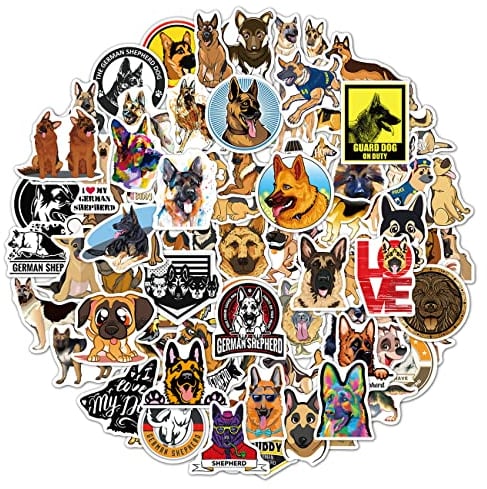 Deutsche Schäferhund Aufkleber, Wasserdicht Vinyl German Shepherd Dog Hund Sticker für Laptop Wasserflasche Skateboard Fahrrad Helmet Gitarre Reisekoffer Gepäck Möbel Scrapbook Handyhülle [100 Stück]