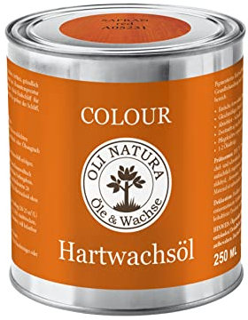 OLI-NATURA Colour Hartwachsöl - 0.25L, Safran Red - farbiges Holzöl für Möbel, Treppen, Tische, Türen & mehr - Einfache Anwendung ohne Grundierung