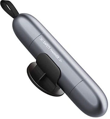 BAIYITONGDA Mini Strumento di Fuga per Rompere Il finestrino dell'auto 2 in 1 Martello per Rompere Il Vetro con tagliacinture di Sicurezza con Supporto per Terra o Sott'Acqua,Grigio