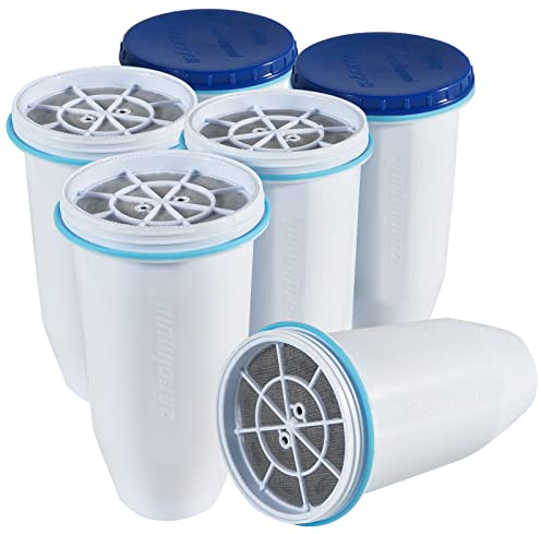 Zeroliquid ZR-001 Replacement Water Filter, Replacement Water Filters for Pitchers and Dispensers, Most Advanced 6-Stage 0 TDS System (6 Pack)