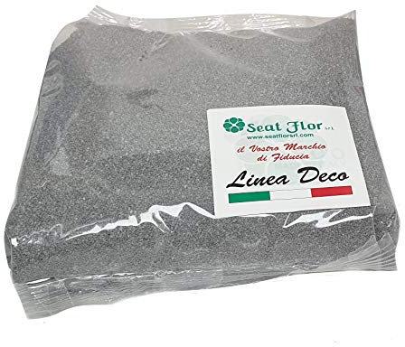 Seat Flor SRL® Sable coloré pour décoration de vases 0,5 mm Sac de 1 kg env. (25 couleurs disponibles) (Gris)
