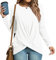 HOTGIFT 2025 Woman Long Sleeve Tunic Tops Lounge Stretch Tee Shirts Front Twist Crewneck White X-Large