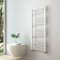 S'AFIELINA Towel Rail Radiator 1200 x 500 mm, White Towel Radiator Towel Rail Central Heating Radiator Designer Towel Radiator Modern Straight Ladder Bathroom Warmers