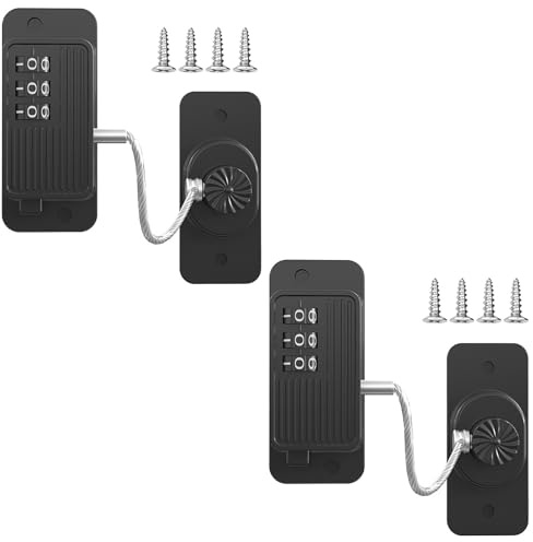 2st Kühlschrankschloss, Kühlschrankschloss Ohne Bohren, Kühlschrank Schloss Mit Code, Fenstersicherung Kinder Ohne Bohren Für Kühlschränke, Schränke, Fenster (Black - 2 pcs)