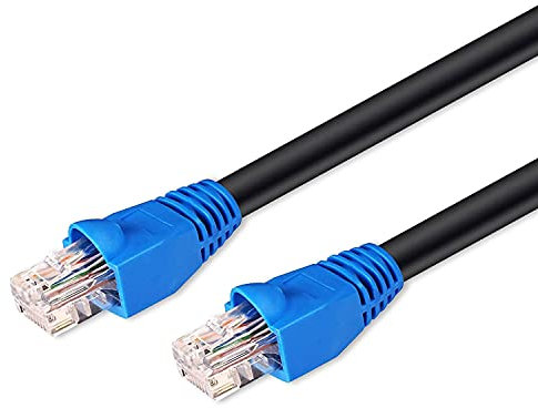 Perfect, cable de red para exteriores, cable de conexión CAT.6 para uso en exteriores, resistente al agua y a los rayos UV, 60,00 metros, negro