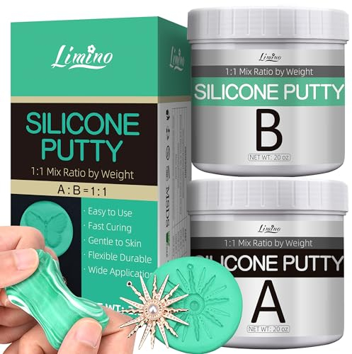 Caoutchouc de Silicone en Pâte - 1,200g / 40oz Kit de Fabrication de Moules en Silicone Flexible, Rapport 1:1 Silicone pour Moulage, Moules en Résine, Moule Bougie, Moule Savon, Fabrication Artisanat