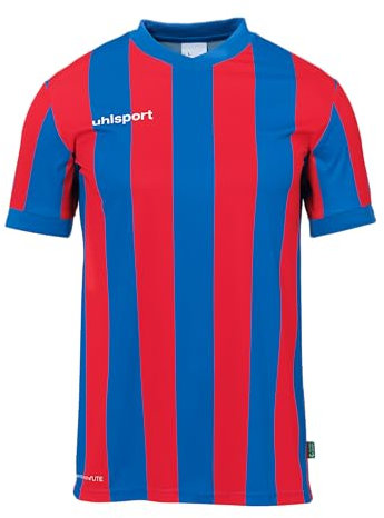 uhlsport Unisex Retro Stripe Kurzarm T-Shirt, Azurblau/Rot, M EU