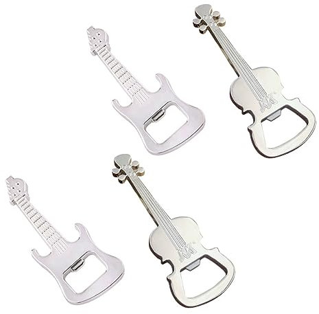 Zerodeko Portachiavi Apribottiglie A Forma Di Violino E Chitarra Confezione Da 4 Mini Apribottiglie Portatili Per Uso Quotidiano