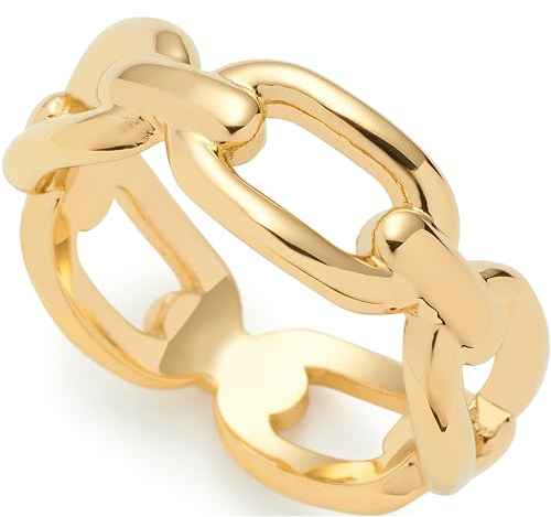 JEWELS BY LEONARDO Ring Mathilde • Band-Ring aus goldfarbenem Edelstahl • Gr. 19 (60) • trendiger Kettenglieder-Look • Chunky Chain • Geschenk Damen Schmuck • 024271