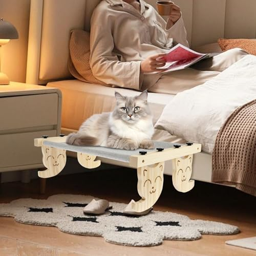 Cama de Radiador para Gatos - Hamaca Colgante de Felpa, Suave, Cómoda y Cálida - Extraíble, Capacidad 5 kg (Madera)
