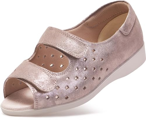 Cosyfeet Connie - Gold Shimmer - 6-6E Width - Extra Wide Women's Sandals