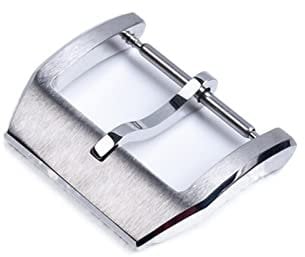 PURYN 316L Edelstahl 18 mm Faltschließe für IWC Big Pilot Spitfire Lederarmband Faltschließe, 18 mm, Achat