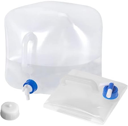 Wisebom Almacenamiento de Agua Plegable 10L, Tanque de Agua con Grifo Tapa y Asa sin BPA, Bidón Contenedor de Agua Portátil Depósito de Agua para Camping Senderismo Picnic
