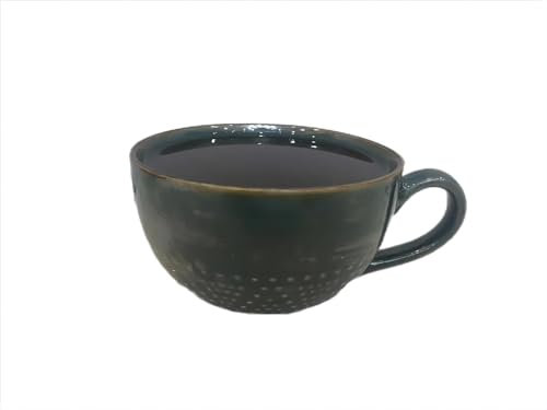 WOQIJENCV Large Capacity Ceramic Coffee Mug, 14 oz/400ml Soup Mug, Salad Bowl, Breakfast Mug with Handle Extra Large Cappuccino, Tea, Latte or Hot Cocoa Mug for Office and Home Use (Green 400ML)