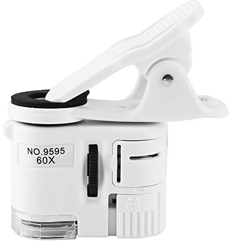 Syrisora ​​9595 W 60-fache Lupe, LED-UV-Licht, Mini-Handy-Clip-Mikroskop