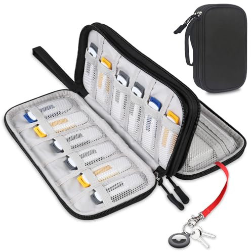 Lacdo USB Flash Drive Case Thumb Drive Holder Case Organizer Portable Electronic Accessories Storage Bag for SanDisk/SamData/Samsung USB Flash Drives Jump Drive Memory Stick, Cable, Medium Size-Black