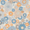Retro Chic Floral Wallpaper - Orange Blue White Vintage Flowers - Textured Stylish Paste The Wall Vinyl