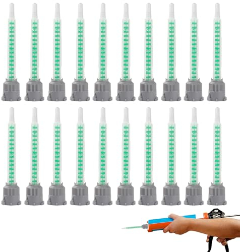 20 Pieces Static Mixing Nozzle 1:1 Tube for Static Mixing AB Nozzles Mixers for Two-Component Glue Nozzles for Epoxy Mixing (Green)