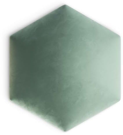 Muralo Cuscino da parete in velluto esagonale, per camera da letto, soggiorno, letto, camera da letto, letto e letto, cuscino lombare, moderno di lusso, imbottito, Magic Velvet (menta, larghezza 35 cm